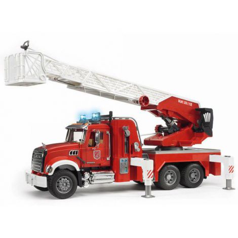 BRUDER - CAMION DE POMPIERI MACK GRANITE CU SCARA, POMPA DE APA SI SIRENA - imagine 13